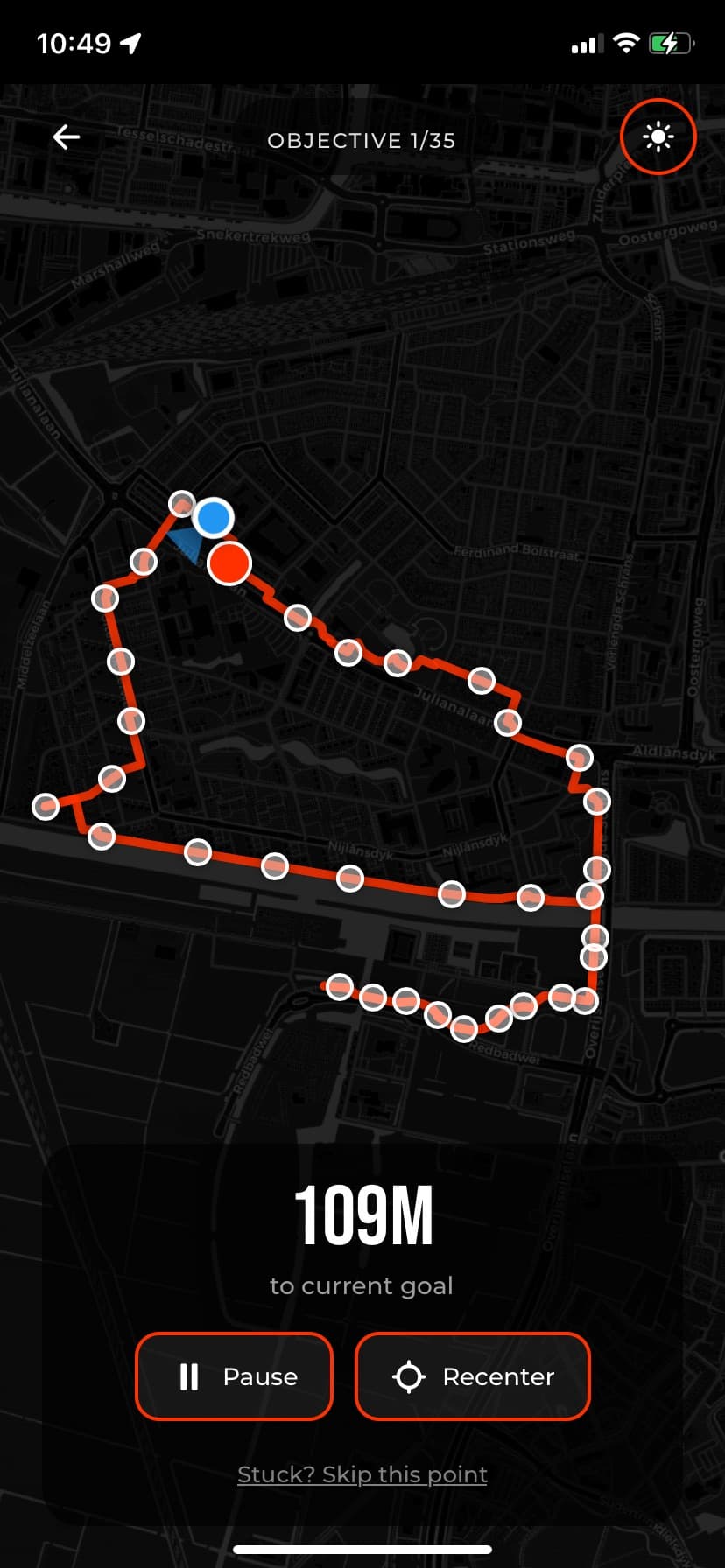 Your walk as a game with a route on the map