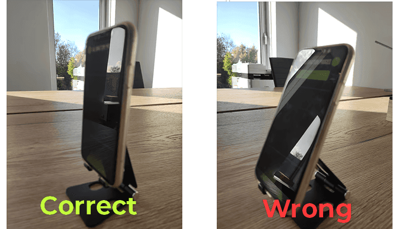Correct versus wrong phone placement for camera tracking